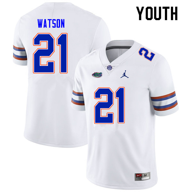 Youth #21 Desmond Watson Florida Gators College Football Jerseys Sale-White - Click Image to Close